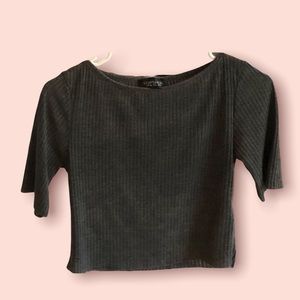 Women's Gray Ribbed Knit Crop Top by Topshop